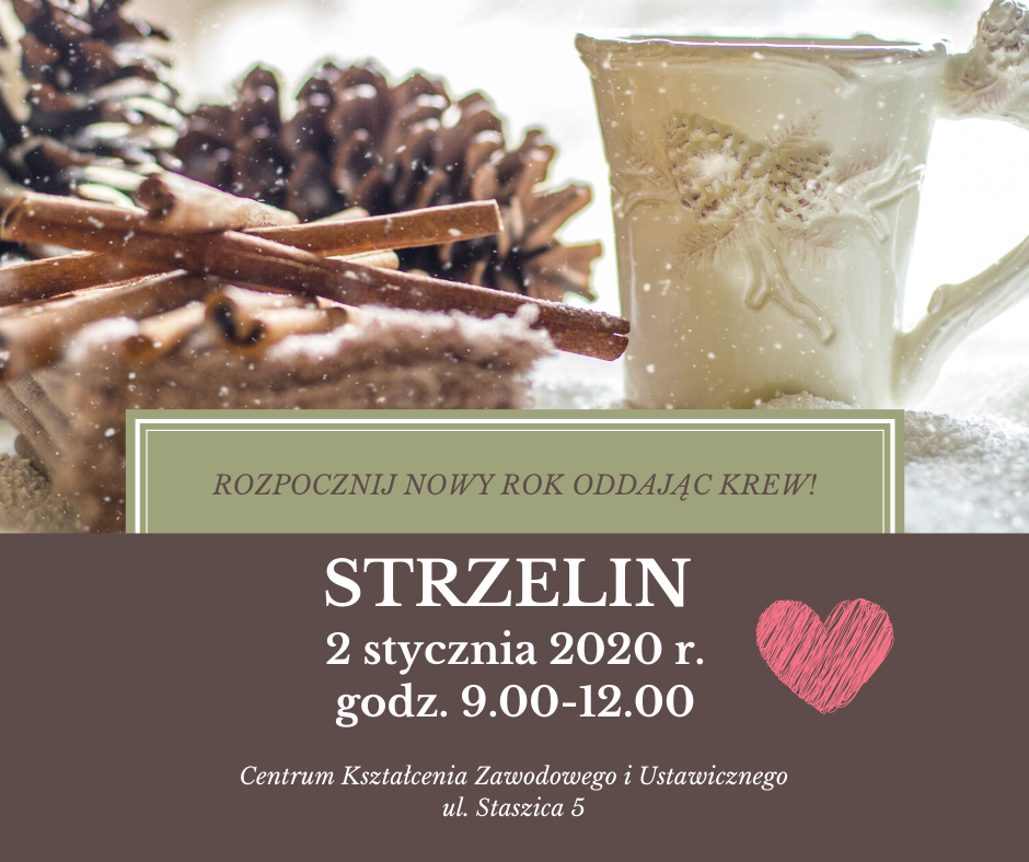 Zapraszamy na akcję krwiodawstwa do Strzelina - 02.01.2020 r.