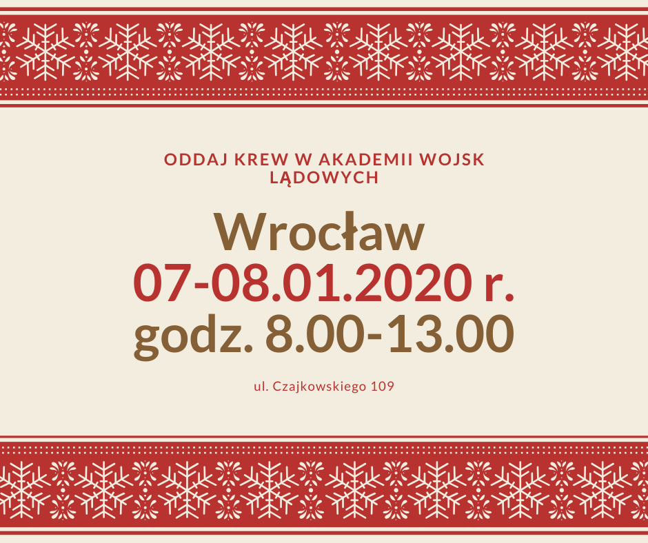 Klub HDK przy AWL we Wrocławiu zachęca do udziału w styczniowych akcjach krwiodawstwa