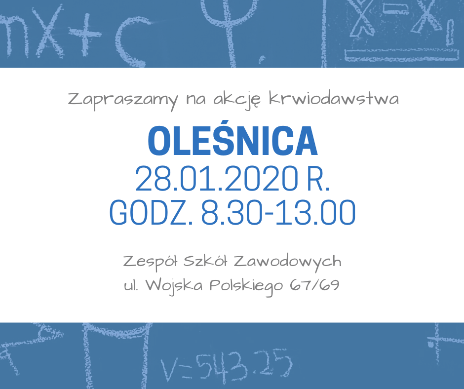 Akcja krwiodawstwa w Oleśnicy - 28.01.2020 r.