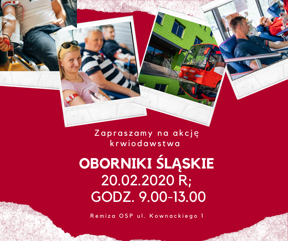 Oddaj krew w Obornikach Śląskich - 20.02.2020 r.