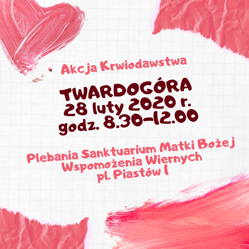 Zapraszamy na akcję krwiodawstwa w Twardogórze - 28.02.2020 r.