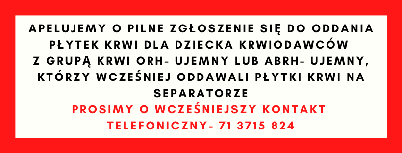 Apel o krew dla dziecka