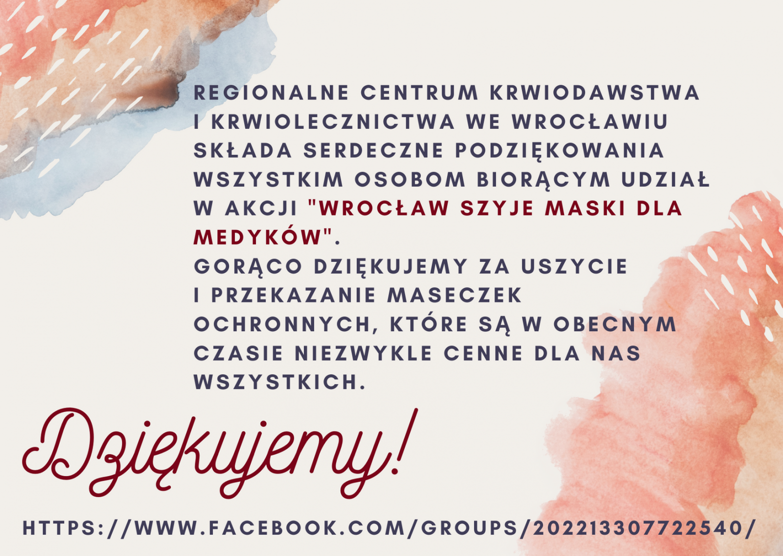 "Wrocław szyje maski dla medyków" - dziękujemy!
