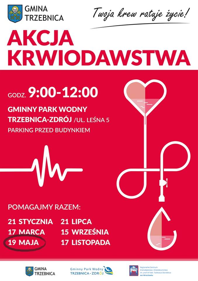 Gmina Trzebnica zachęca do udziału w akcji krwiodawstwa - 19.05.2020 r.