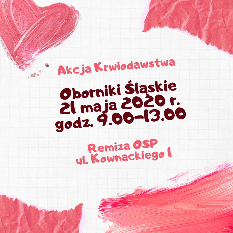 Akcja krwiodawstwa w Obornikach Śląskich - 21.05.2020 r.