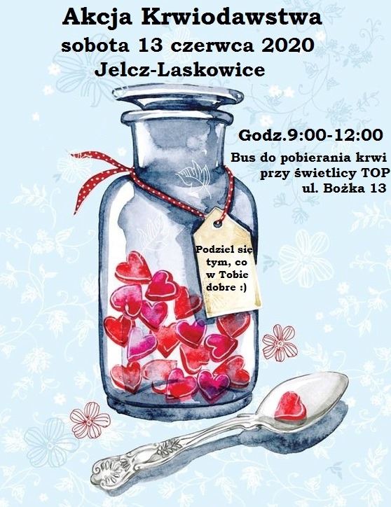 Klub HDK w Jelczu Laskowicach zachęca do udziału w akcji krwiodawstwa - 13.06.2019 r.