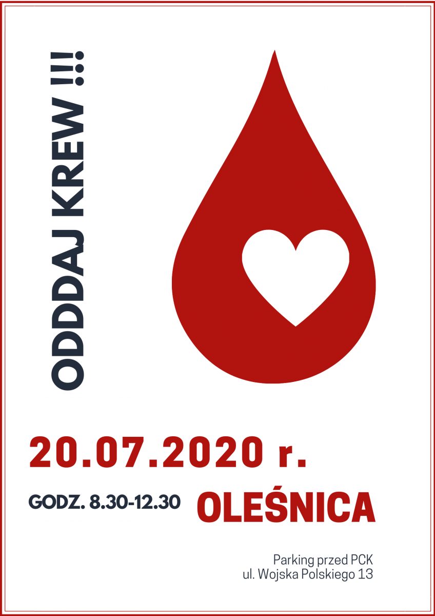 Oddaj krew w Oleśnicy - 20.07.2020 r.