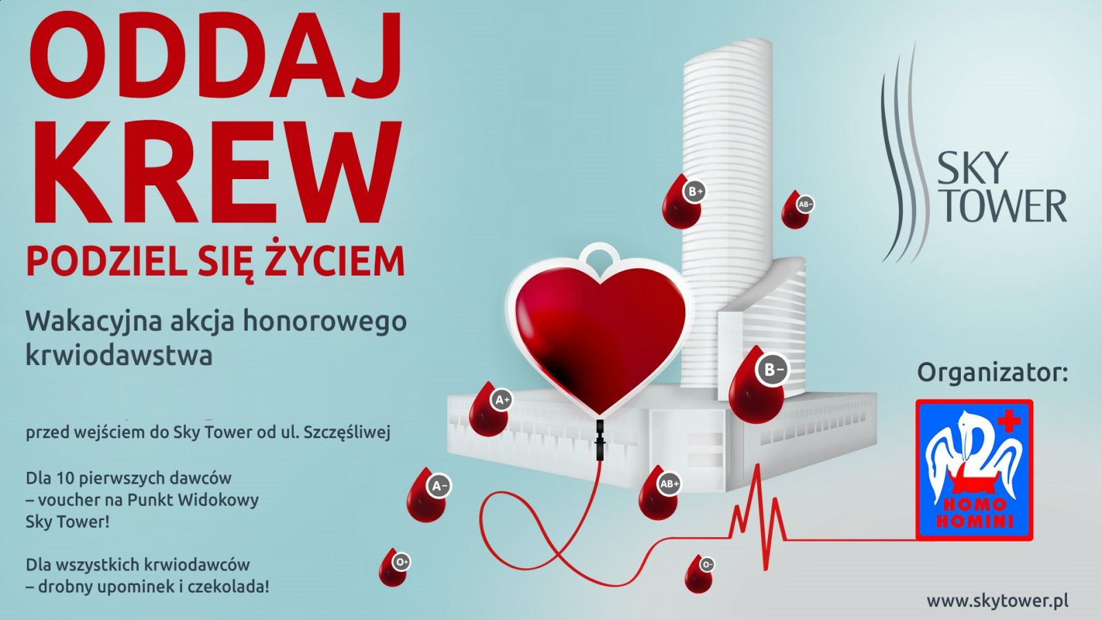 Oddaj Krew przy Sky Tower. Już dziś czekamy od godz. 12.00 - 16.00