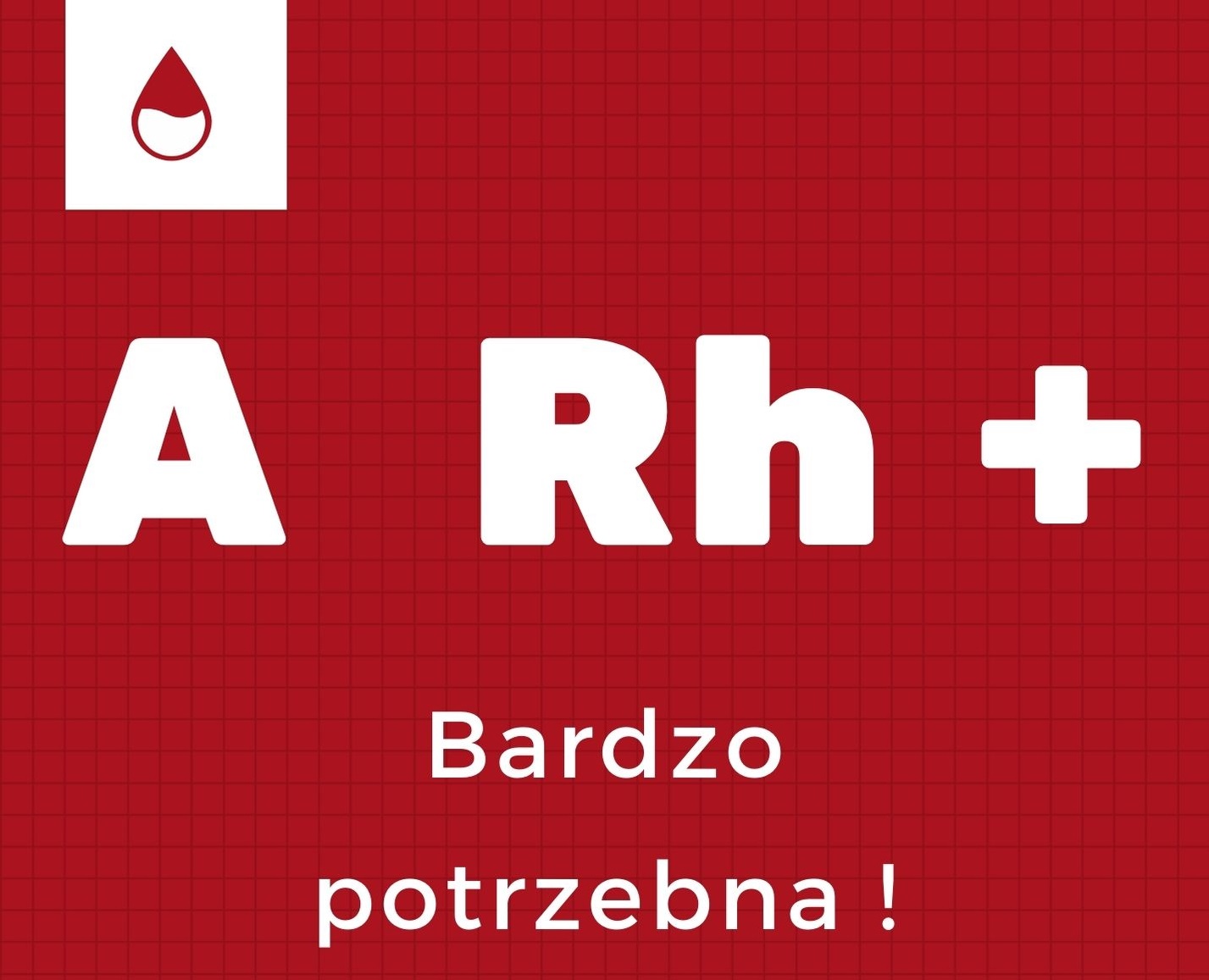 Bardzo potrzebna krew grupy A Rh+