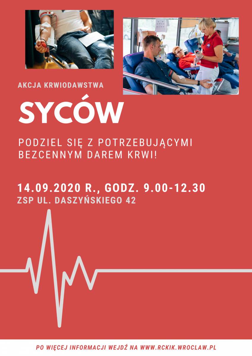 Akcja krwiodawstwa w Sycowie - 14.09.2020 r.