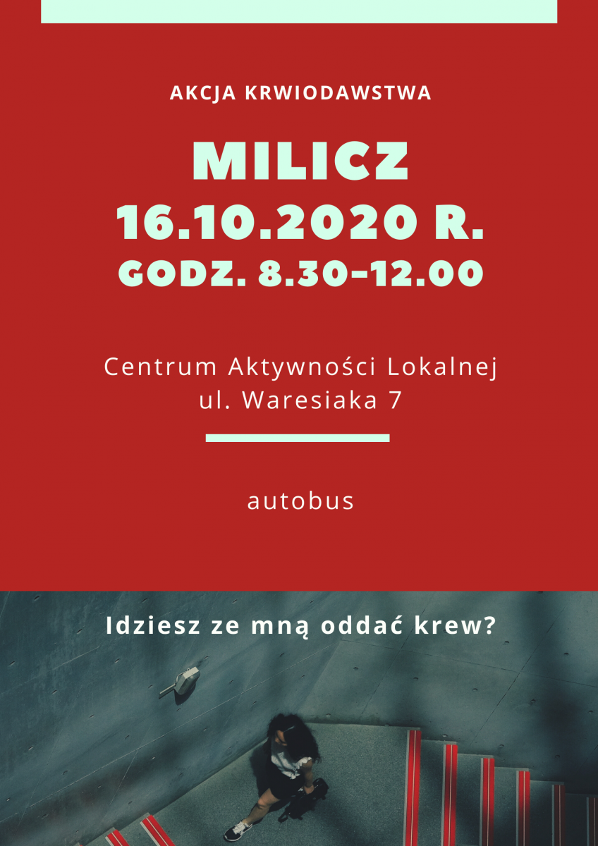 Akcja krwiodawstwa w Miliczu - 16.10.2020 r.