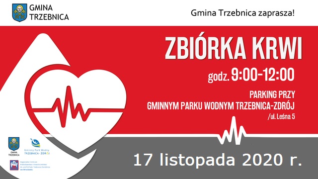 Zapraszamy na akcję krwiodawstwa do Trzebnicy - 17.11.2020 r.