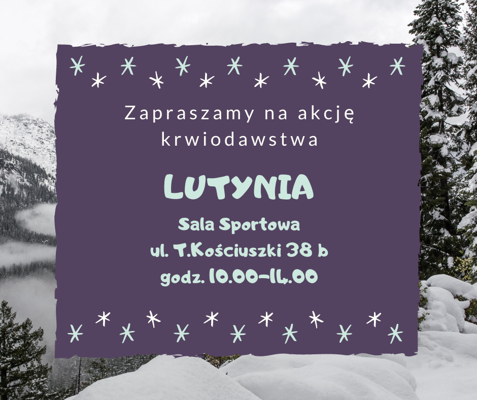 Zapraszamy na akcję krwiodawstwa do Lutynia - 5.12.2020 r.