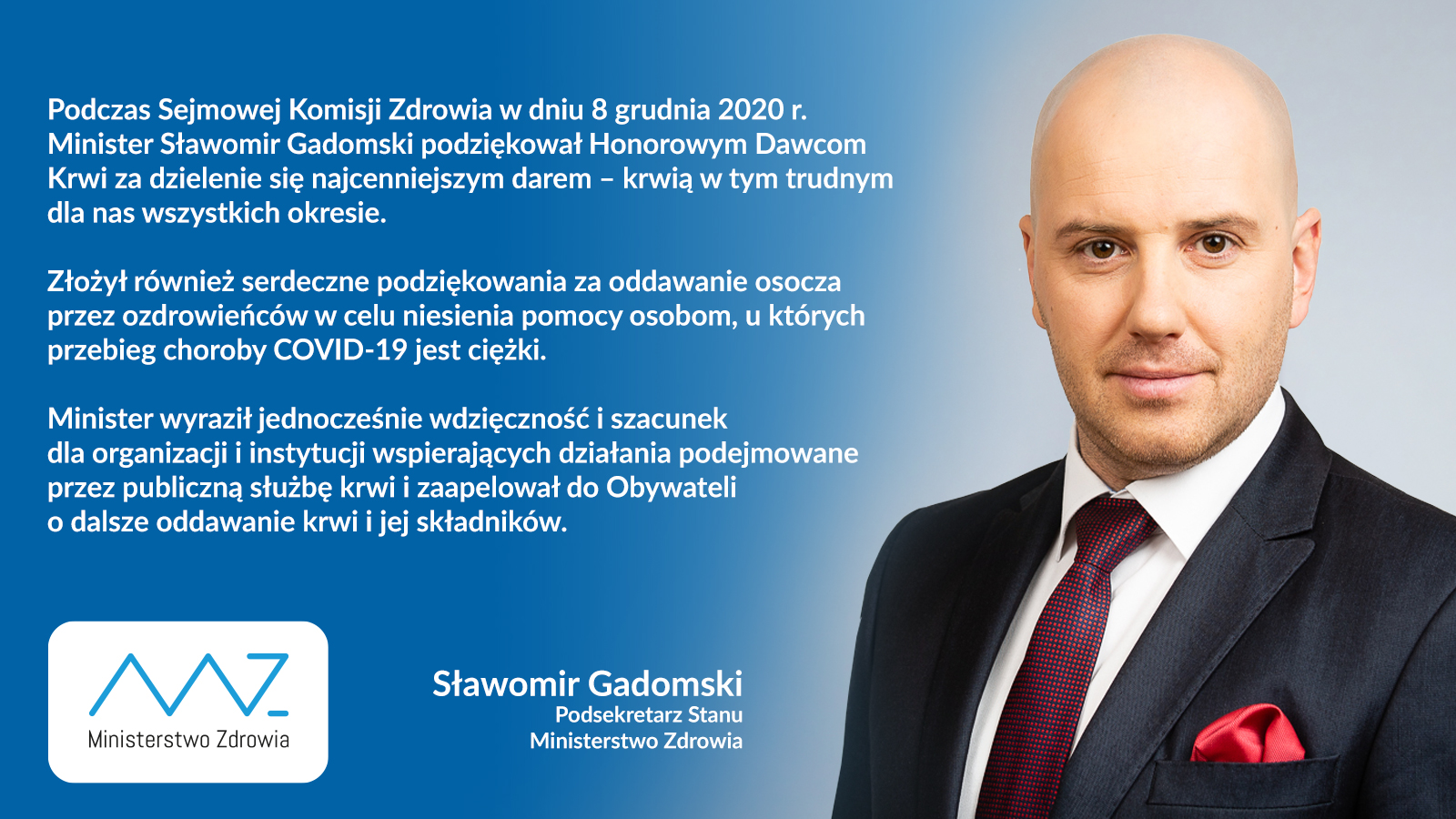 Podziękowania z Ministerstwa Zdrowia