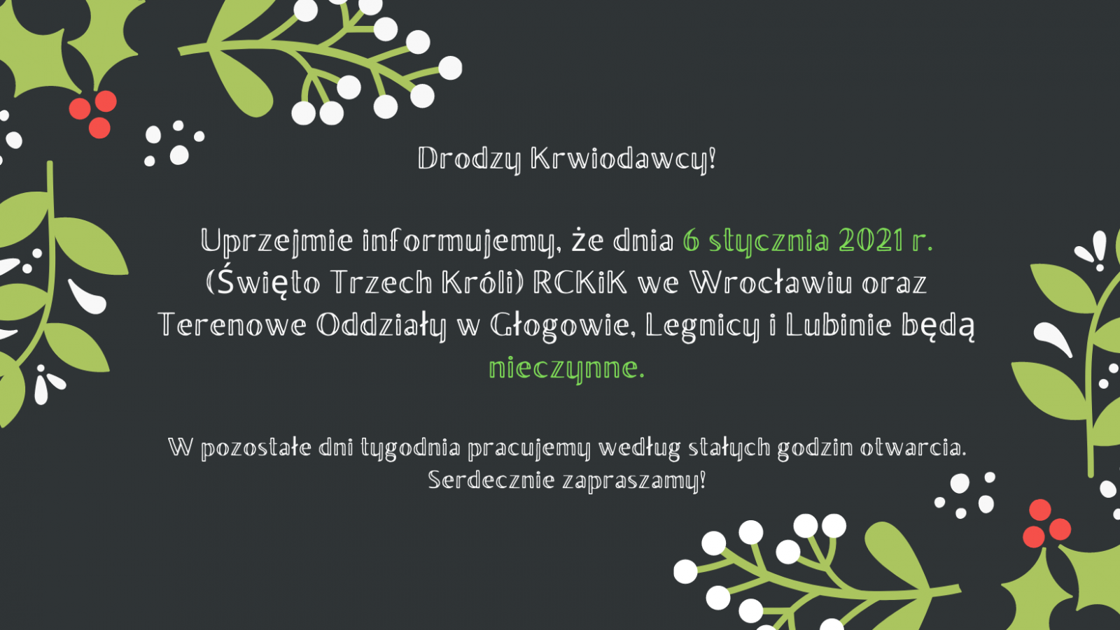 Informacja dla Krwiodawców