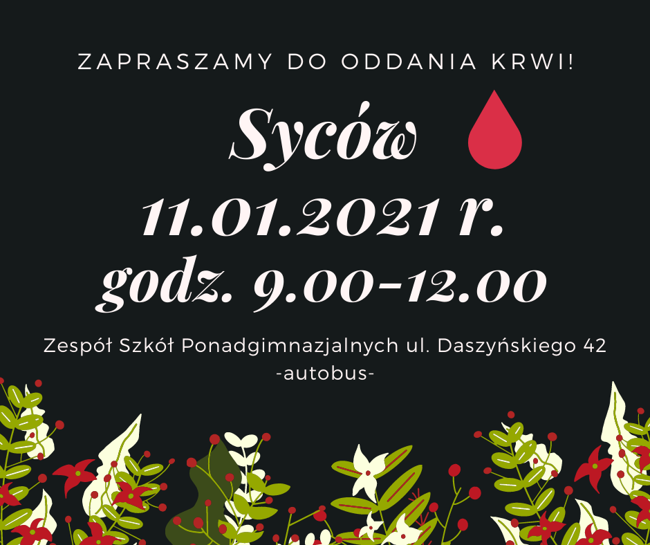 Akcja krwiodawstwa w Sycowie - 11.01.2021 r.