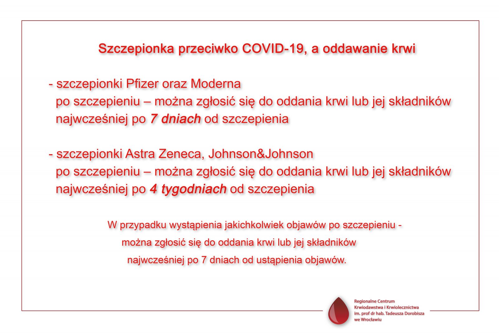Szczepionka przeciwko COVID-19  a oddawanie krwi