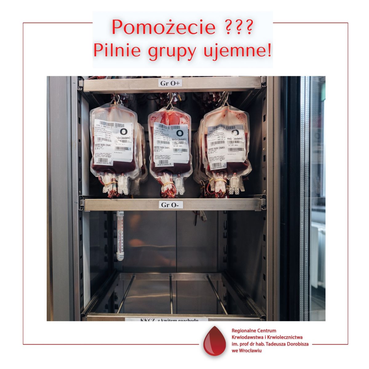 Pilny apel o krew grup ujemnych !