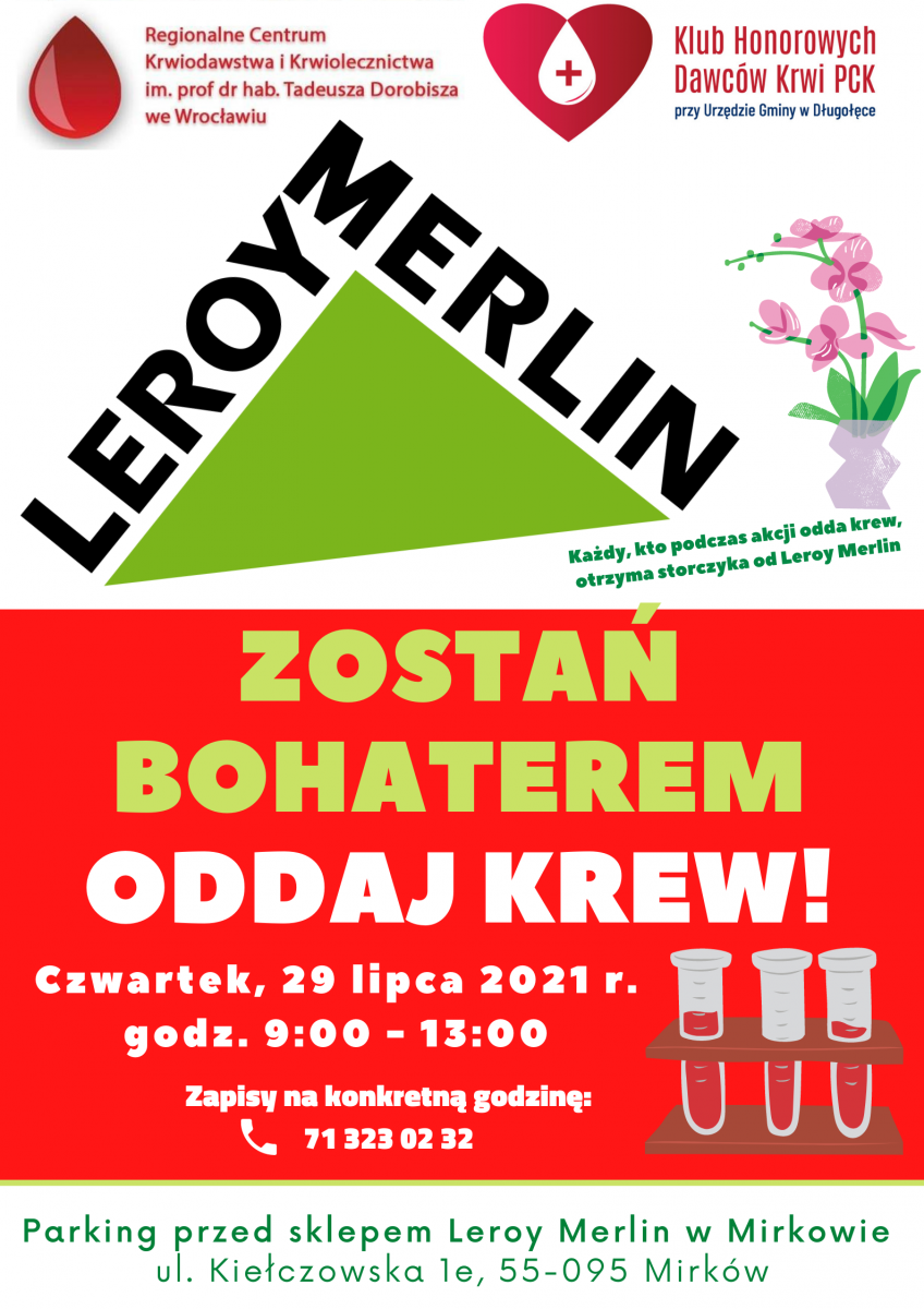 Zapraszamy na akcję krwiodawstwa do Mirkowa - 29.07.2021 r.