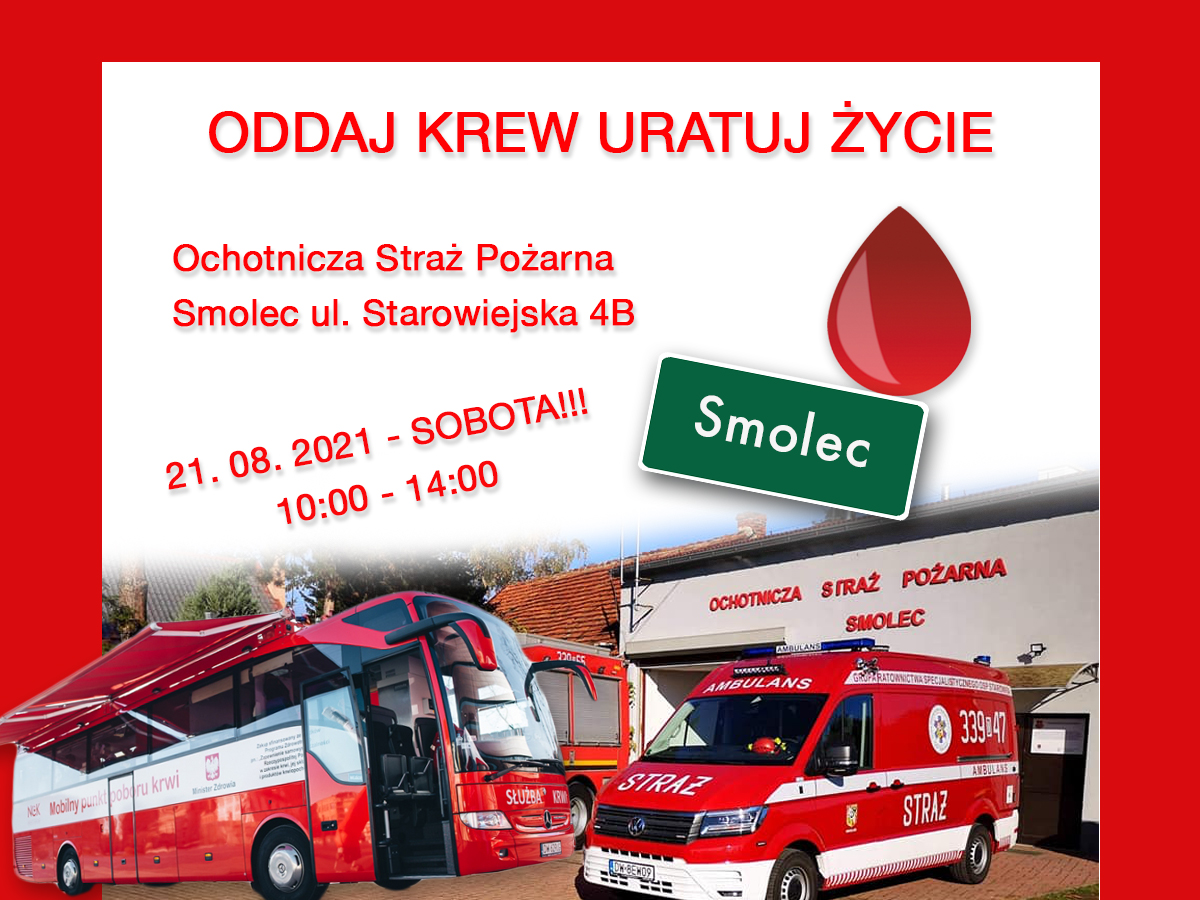 Akcja krwiodawstwa w Smolcu - 21.08.2021 r.
