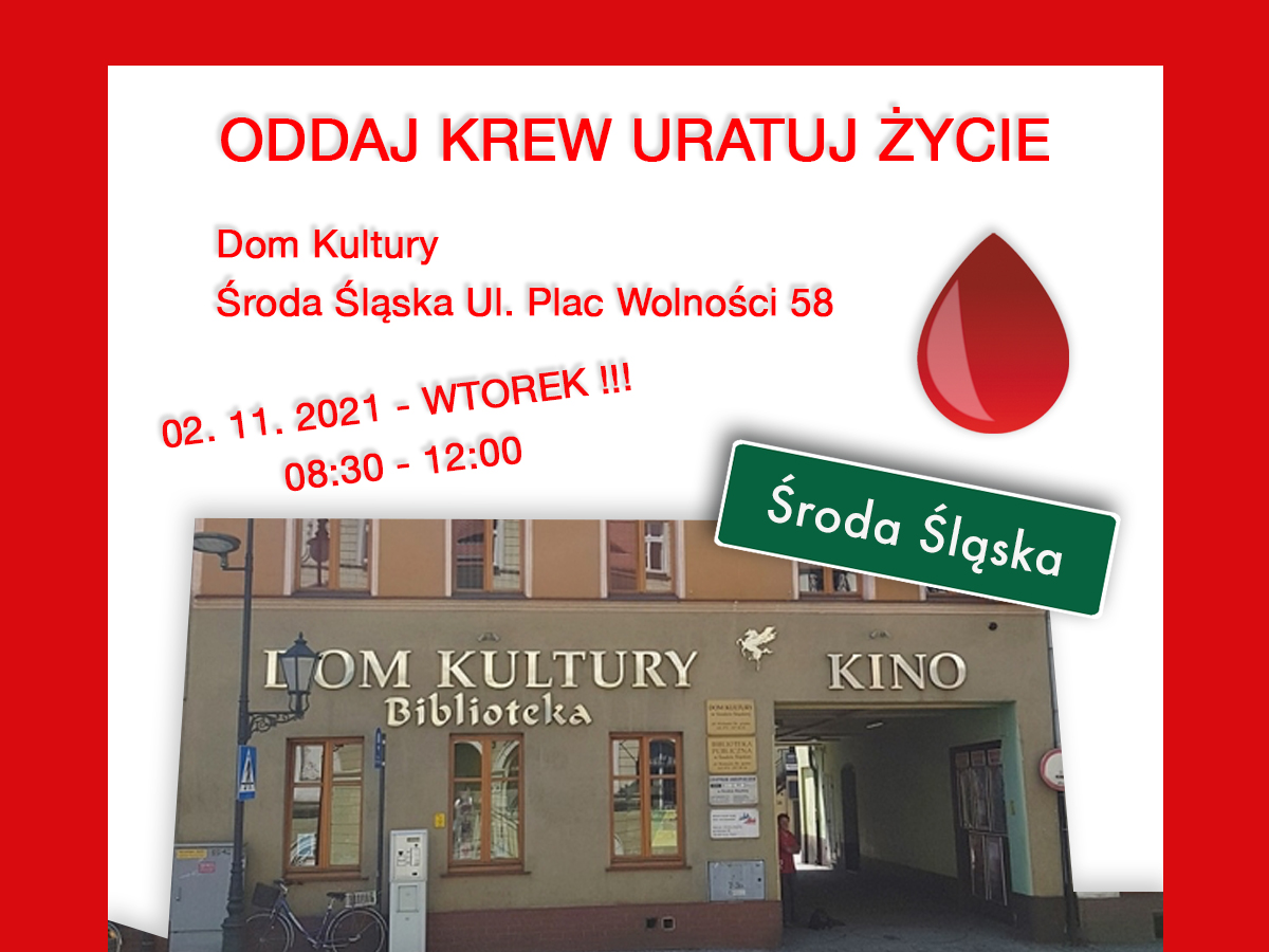Akcja krwiodawstwa w Środzie Śląskiej - 2.11.2021 r.