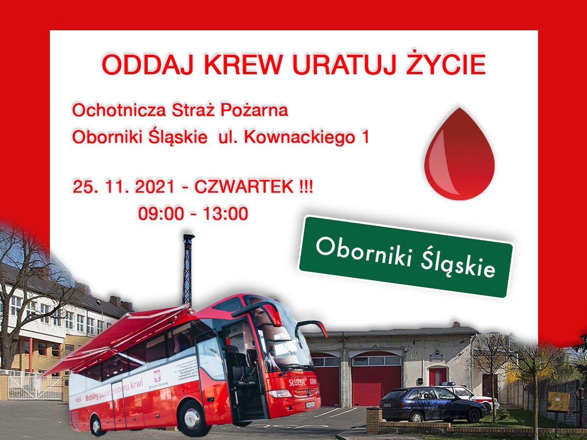 Akcja krwiodawstwa w Obornikach Śląskich - 25.11.2021 r.