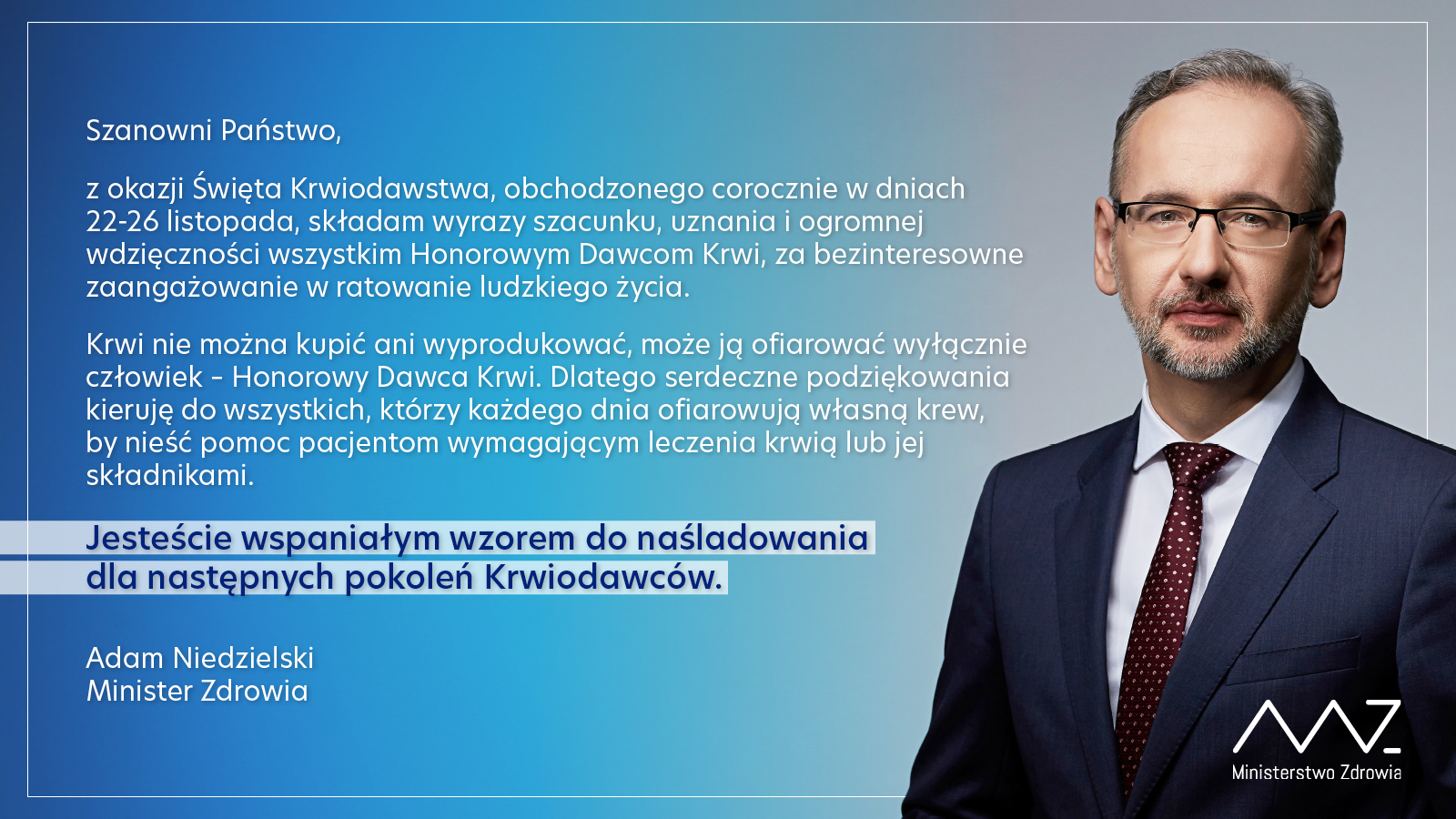 Życzenia Ministra Zdrowia z Okazji Dni HDK PCK
