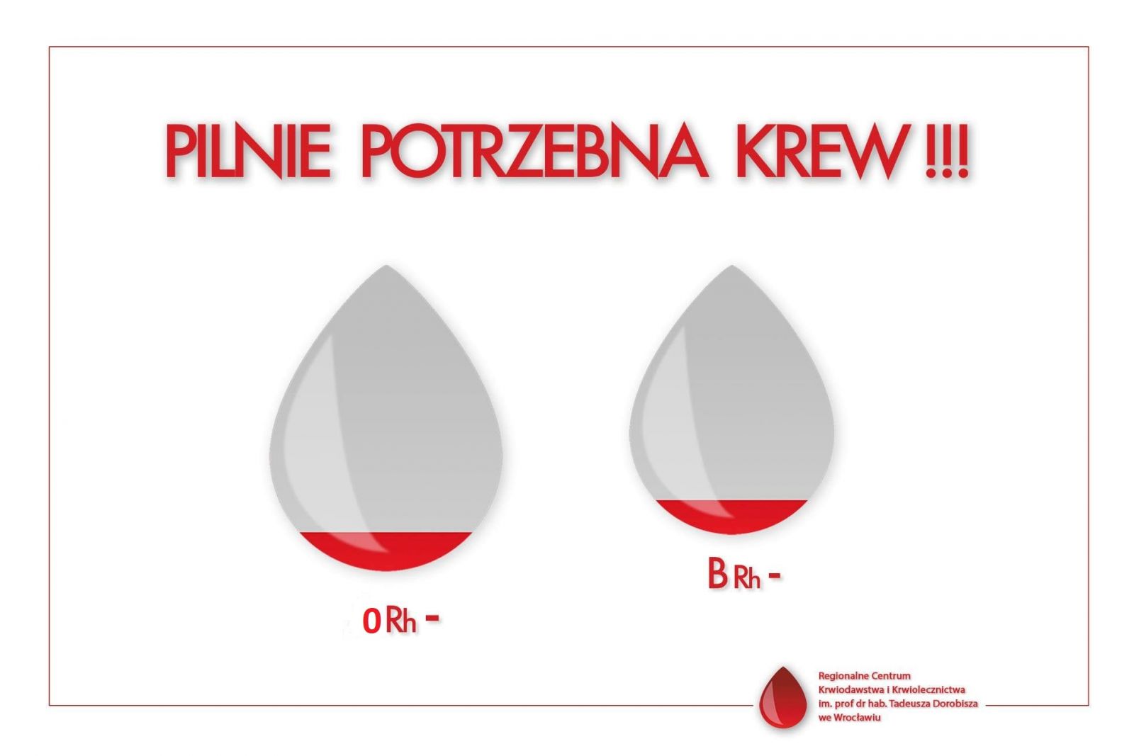 Pilnie potrzebujemy krwi grup O Rh- i B Rh-!