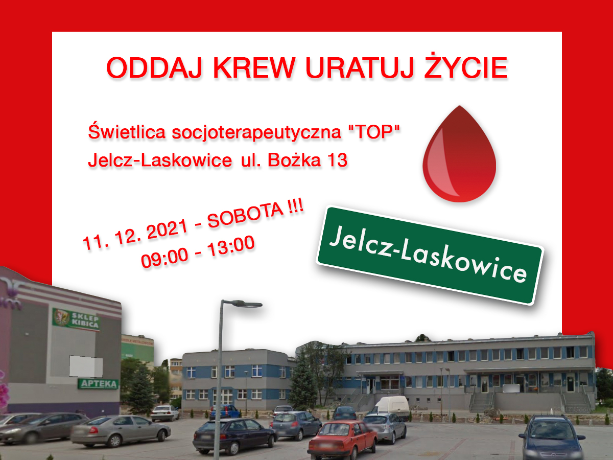 Mobilna akcja krwiodawstwa w Jelczu-Laskowicach - 11.12.2021 r.