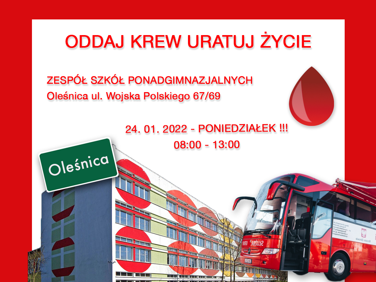 Akcja krwiodawstwa w Oleśnicy - 24.01.2022 r.