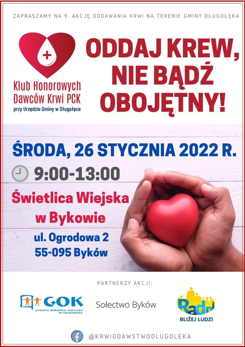 Akcja krwiodawstwa w Bykowie - 26.01.2022 r.