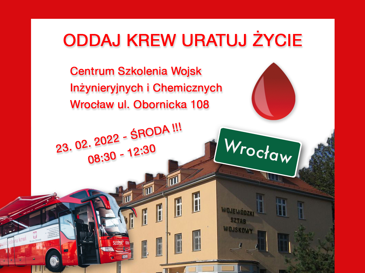 Ty również możesz oddać krew w CSWIiCh we Wrocławiu - 23.02.2022 r.