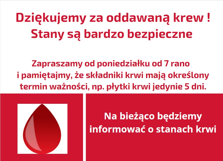 Stany krwi na bezpiecznym poziomie