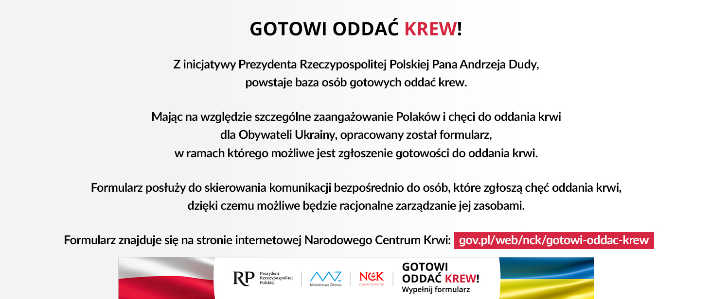 Wypełnij formularz i zgłoś swoją gotowość do oddania krwi!