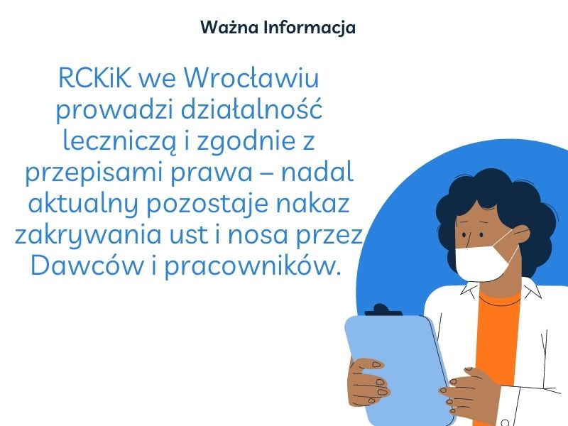 Prosimy o przychodzenie do RCKiK z własnymi maseczkami