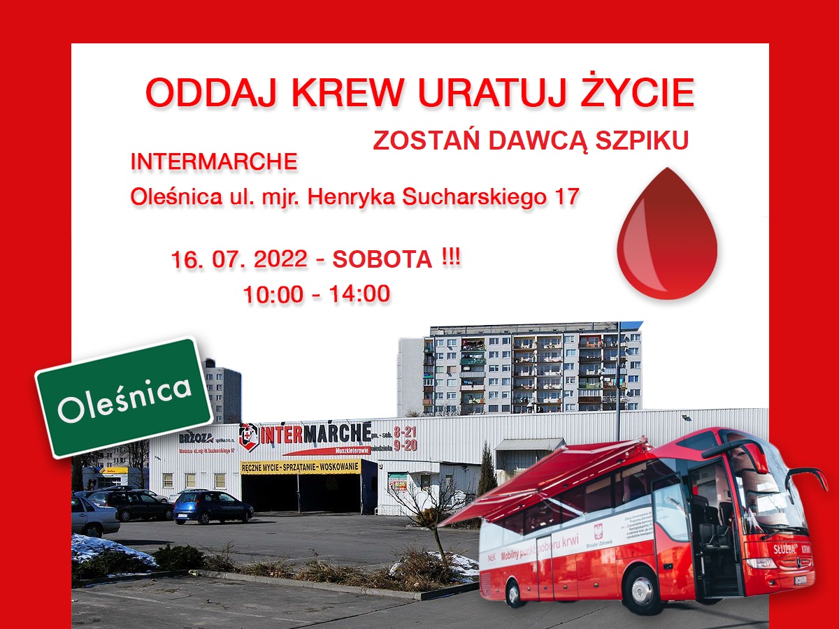 Akcja oddawania krwi w Oleśnicy przy Intermarche