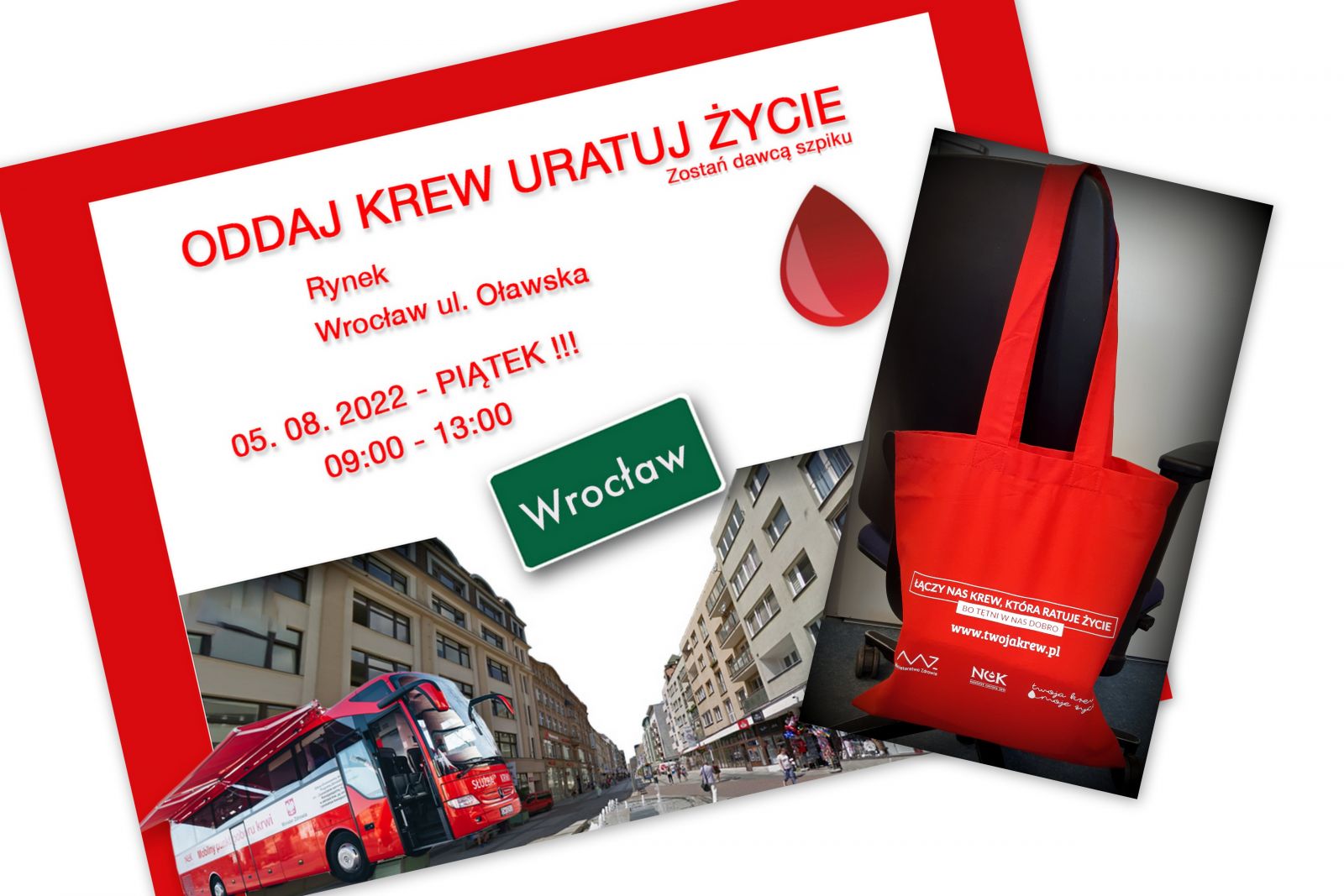 Oddaj krew i odbierz torbę! - Wrocław Rynek 5.08.2022 r.