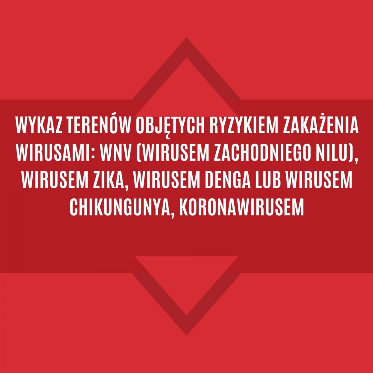 Wykaz terenów objętych ryzykiem zakażenia wirusami: WNV (Wirusem Zachodniego Nilu), wirusem Zika, wirusem Denga lub wirusem Chikungunya, Koronawirusem