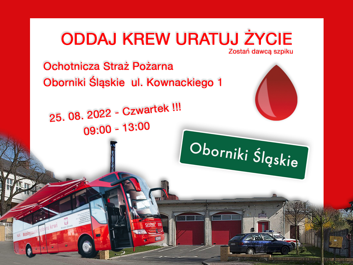 Akcja krwiodawstwa w Obornikach Śląskich - 25.08.2022 r.