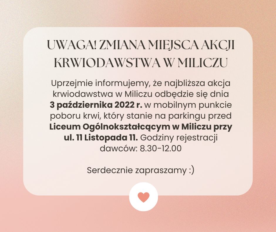 Zmiana miejsca akcji w Miliczu