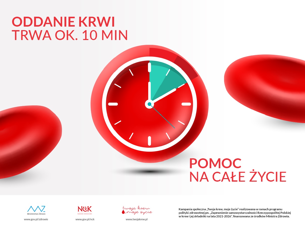 Oddawanie krwi trwa średnio 10 minut