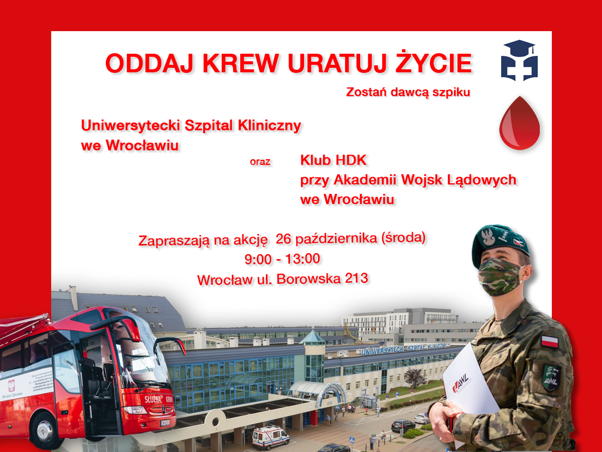 Akcja z Uniwersyteckim Szpitalem Klinicznym we Wrocławiu i Akademią Wojsk Lądowych we Wrocławiu