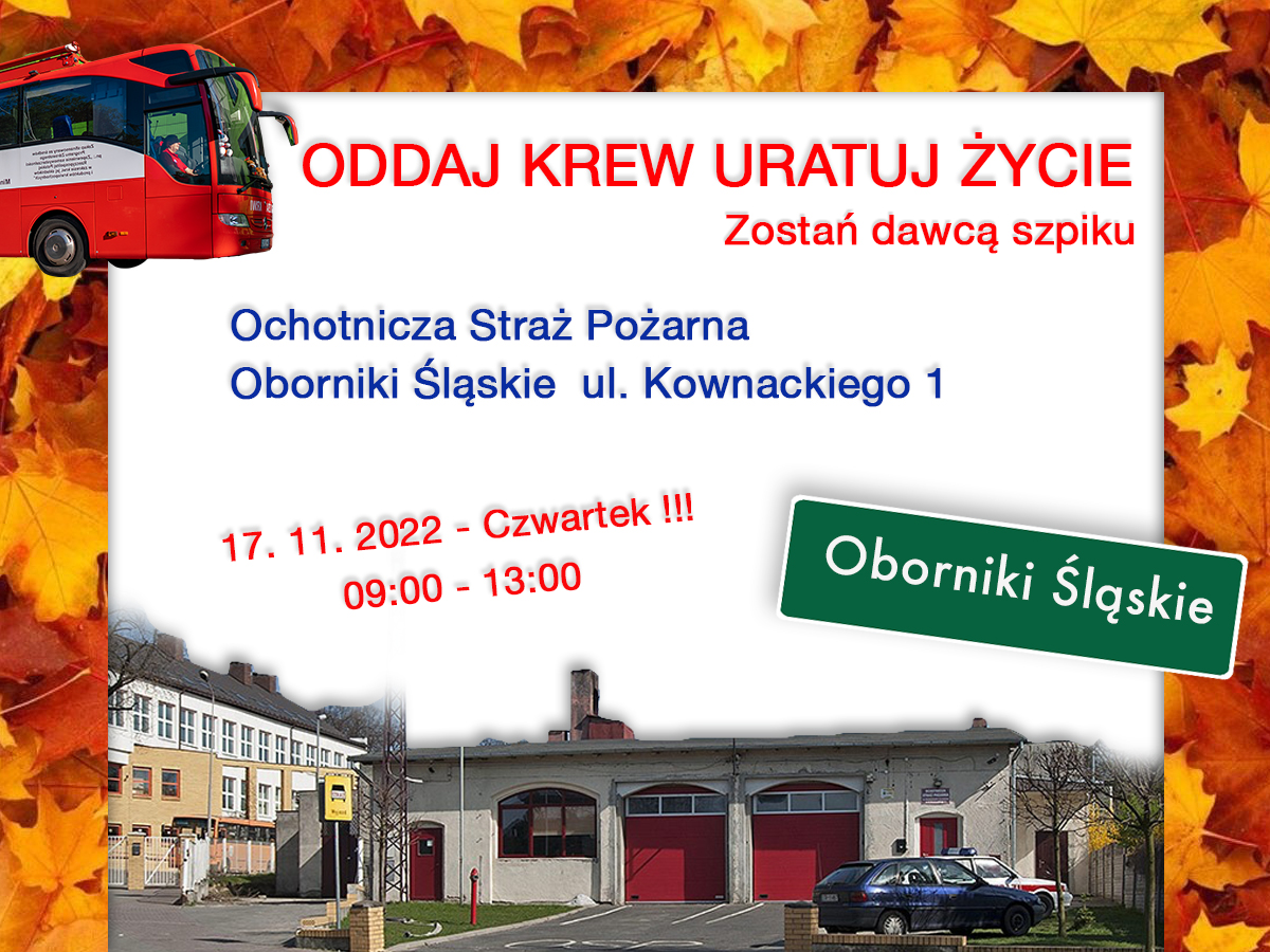 Akcja krwiodawstwa w Obornikach Śląskich - 17.11.2022 r.