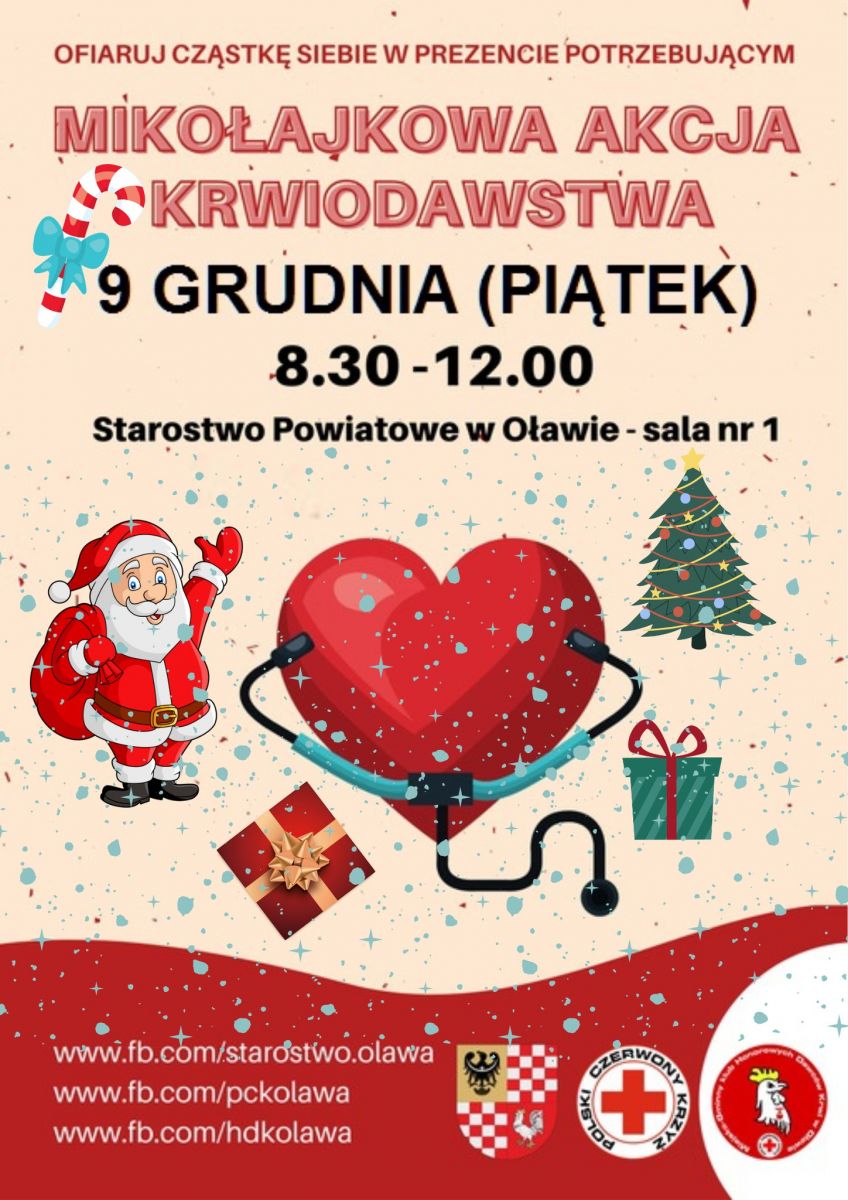 Akcja krwiodawstwa w Oławie - 9.12.2022 r.