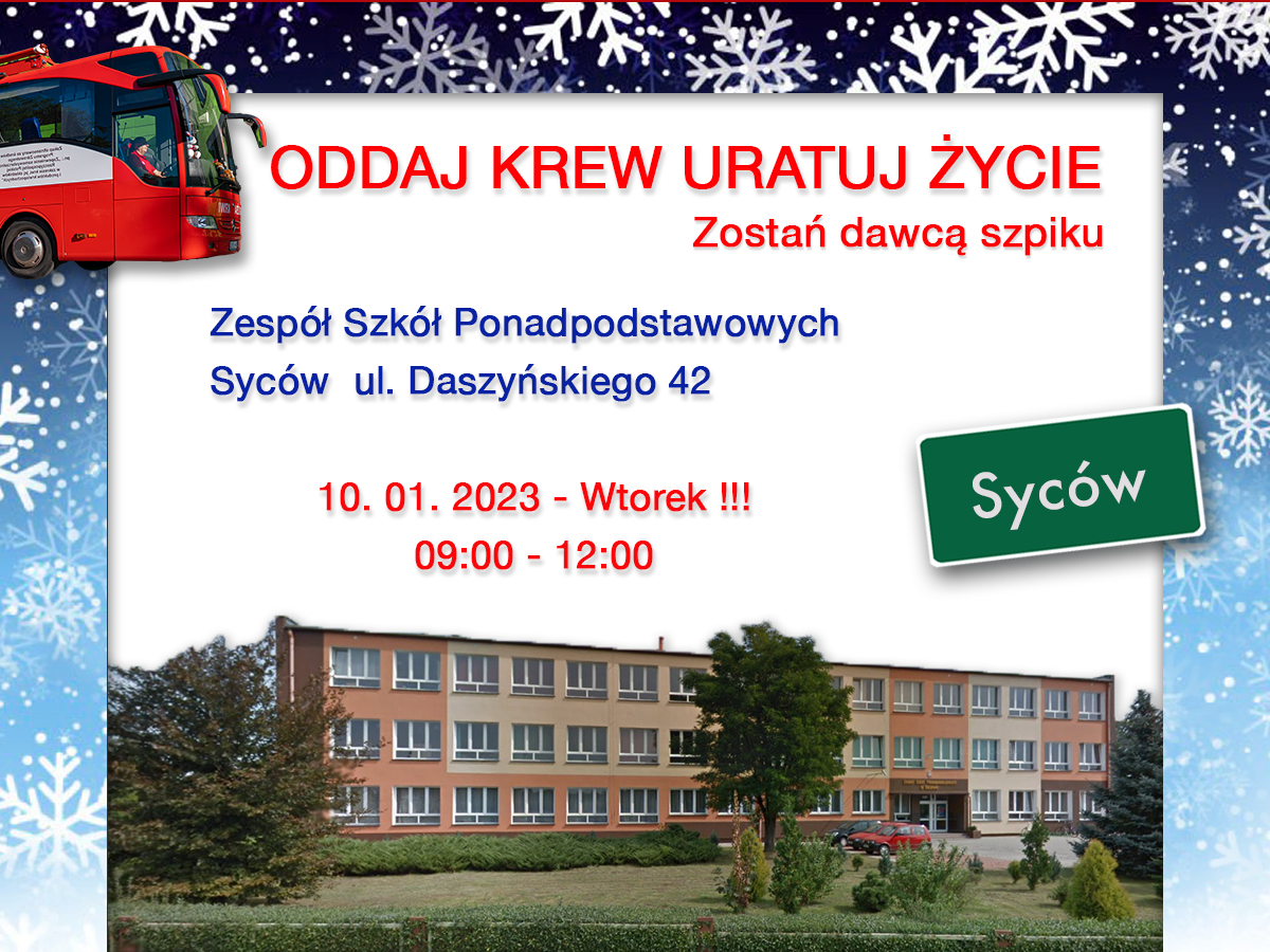 Akcja krwiodawstwa w Sycowie - 10.01.2023 r.