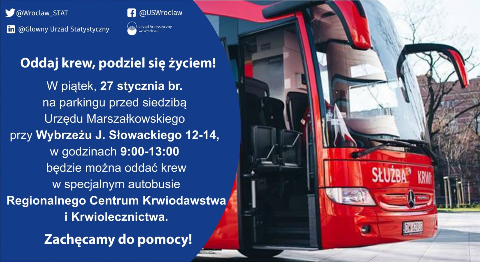 Akcja krwiodawstwa przed Dolnosląskim Urzędem Marszałkowskim we Wrocławiu - 27.01.2023 r.