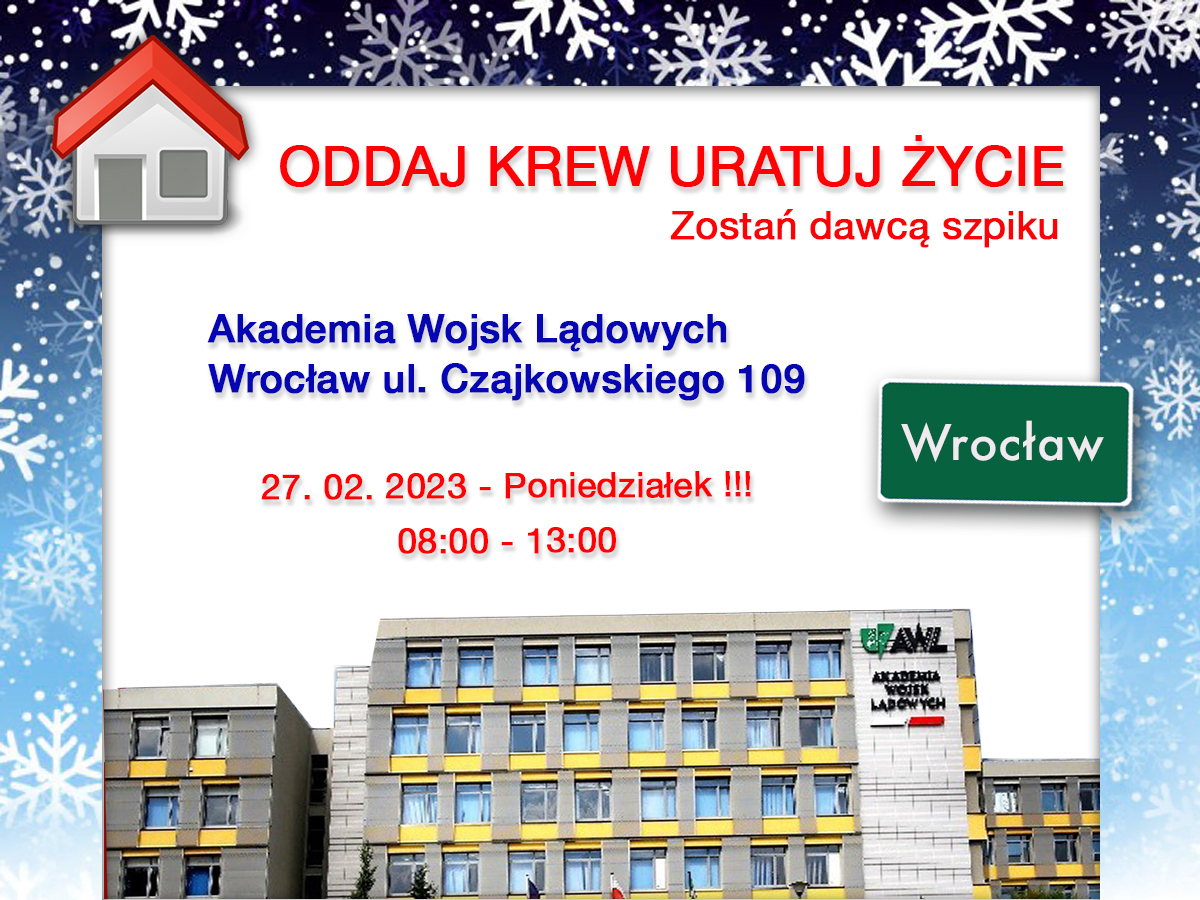 Akcja krwiodawstwa w AWL Wrocław - 27.02.2023 r.