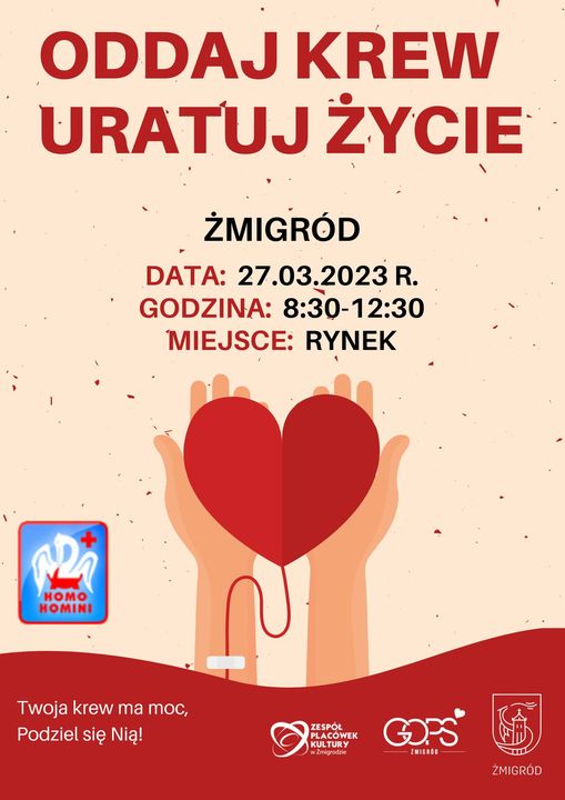 Akcja krwiodawstwa w Żmigrodzie - 27.03.2023 r.