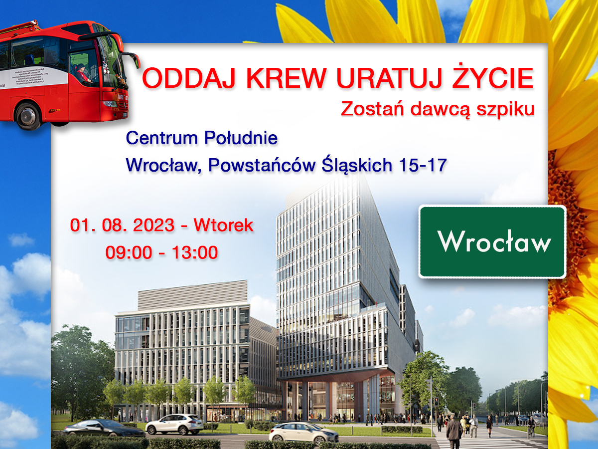 Akcja krwiodawstwa przed Centrum Południe we Wrocławiu - 1.08.2023 r.