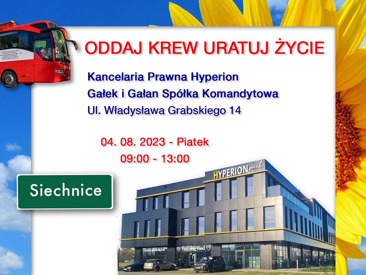 Akcja krwiodawstwa w Siechnicach - 4.08.2023 r.